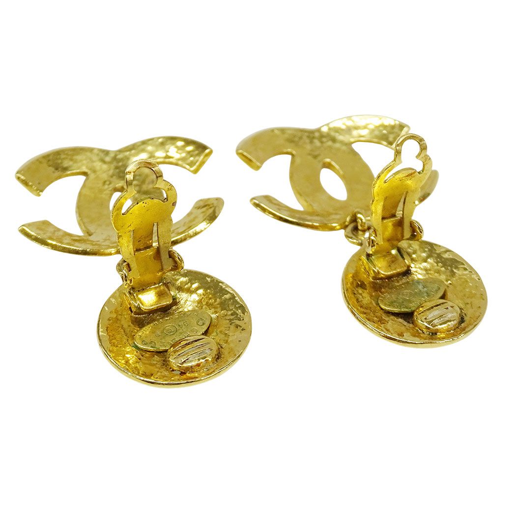 Chanel Earrings Gold Large Presence CC Logo 94 — view 3
