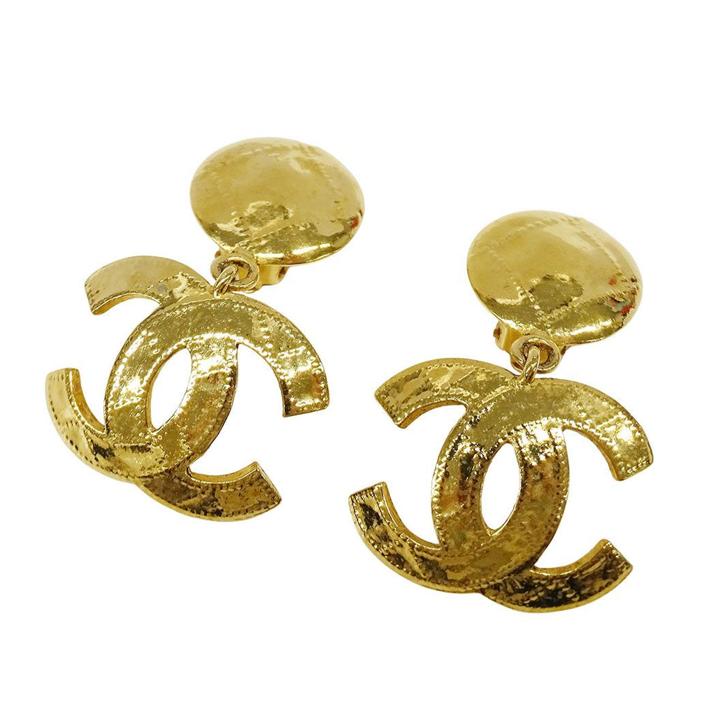 Chanel Earrings Gold Large Presence CC Logo 94