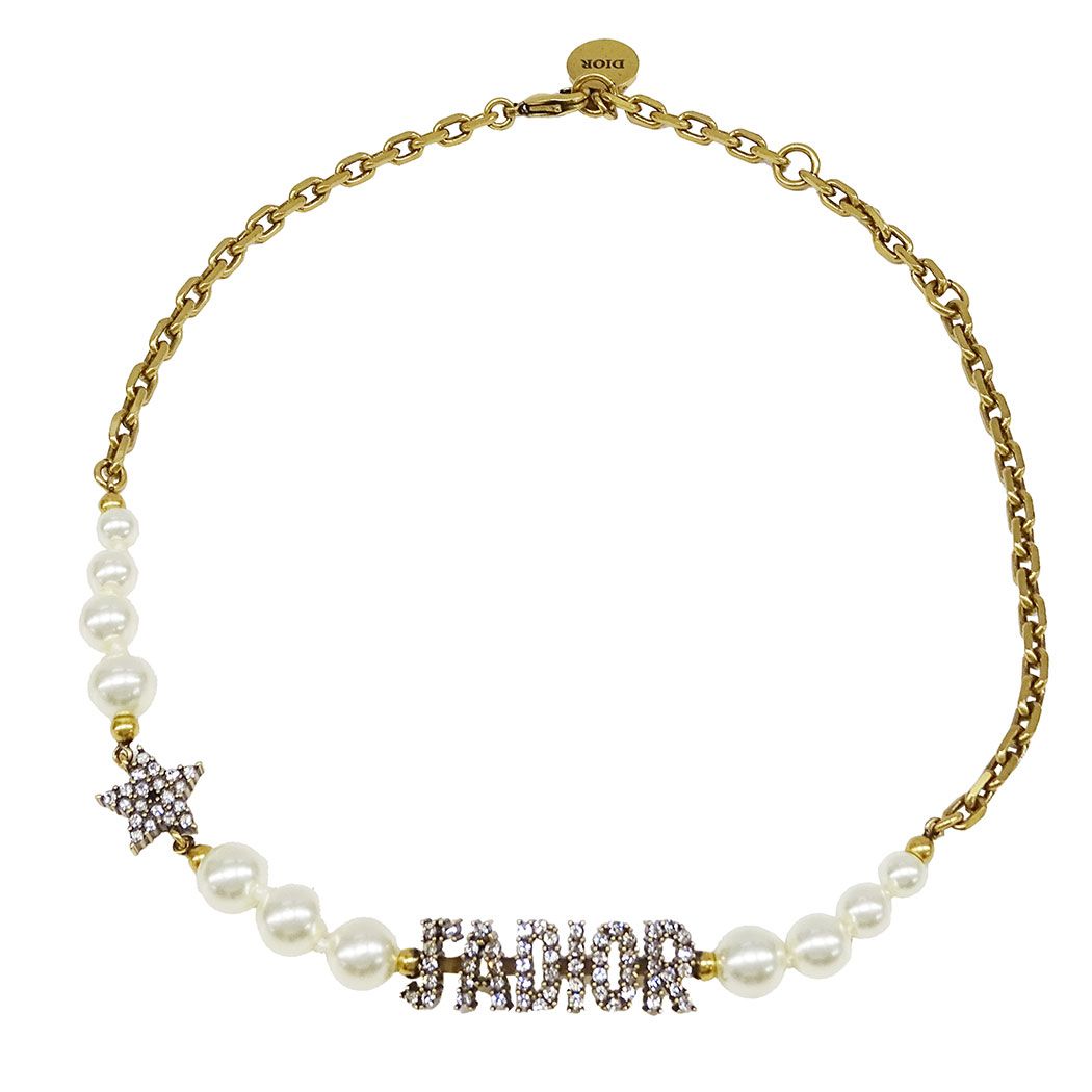 Dior Necklace Faux Pearl Rhinestone J'adior Gold Star Gorgeous — view 2
