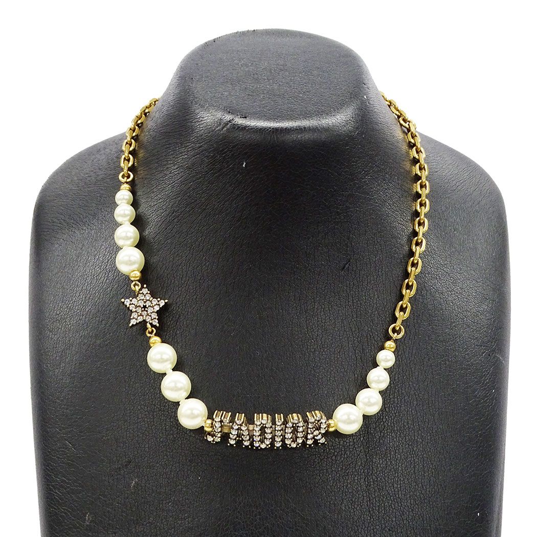 Dior Necklace Faux Pearl Rhinestone J'adior Gold Star Gorgeous — view 4