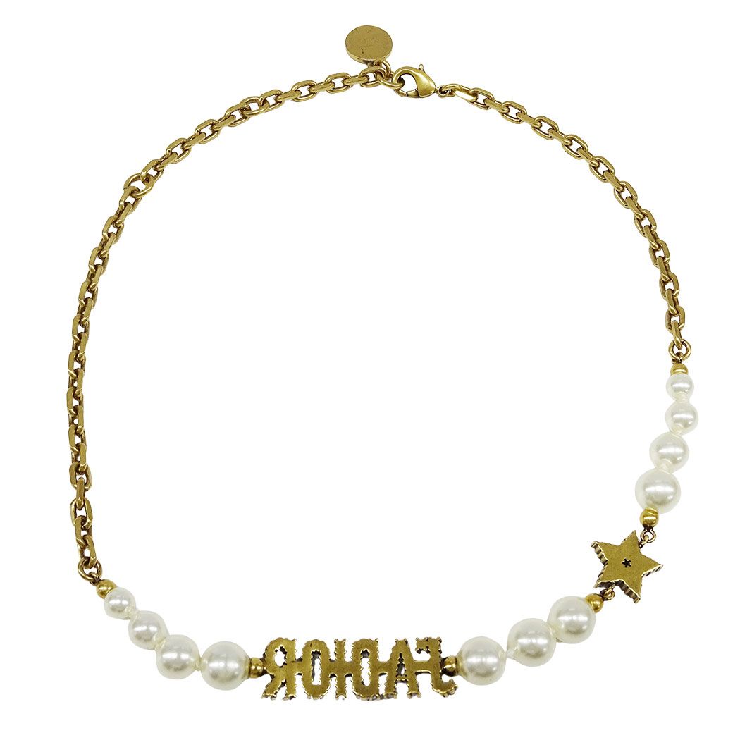 Dior Necklace Faux Pearl Rhinestone J'adior Gold Star Gorgeous — view 3