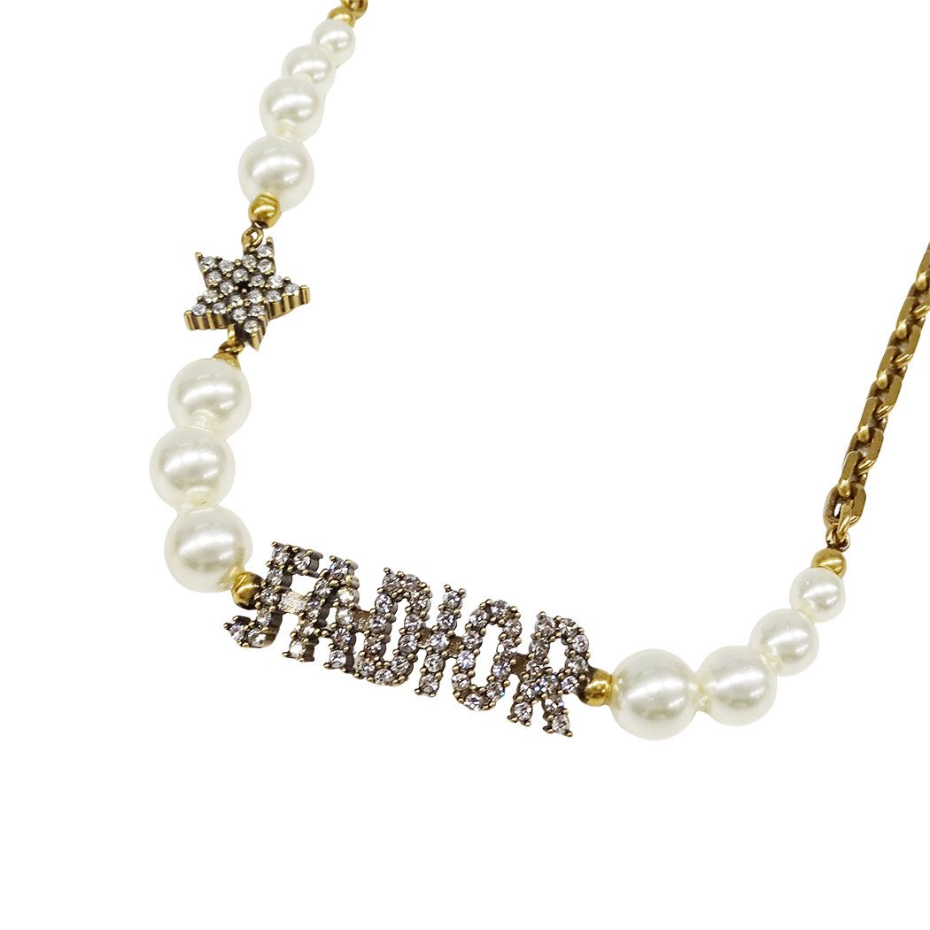 Dior Necklace Faux Pearl Rhinestone J'adior Gold Star Gorgeous