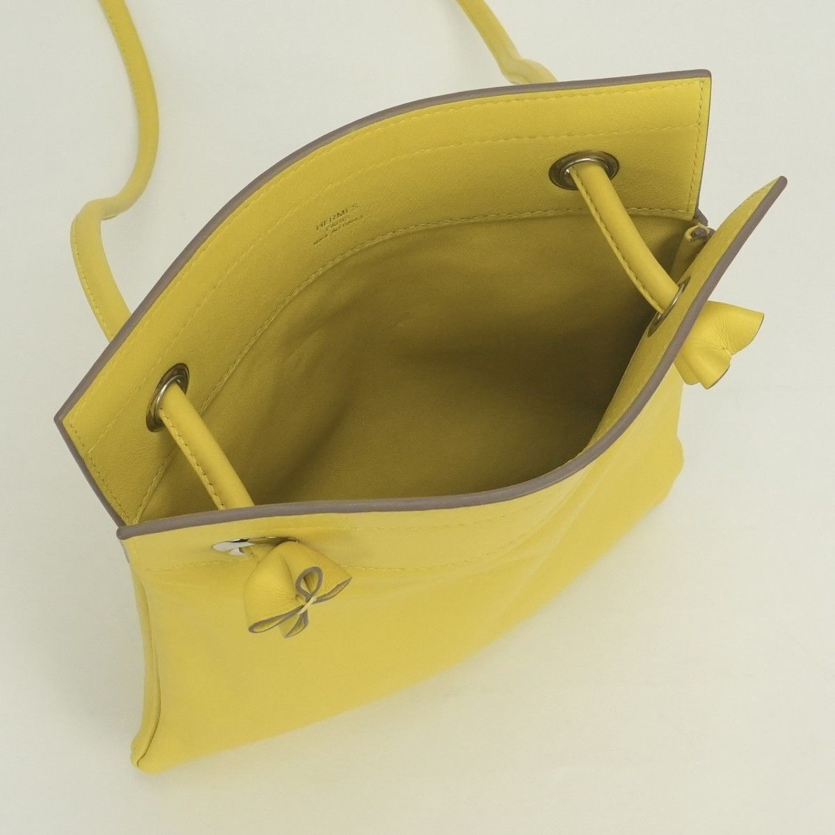 Hermes Aline Mini Shoulder Bag Swift Lime Yellow Silver Veau — view 8