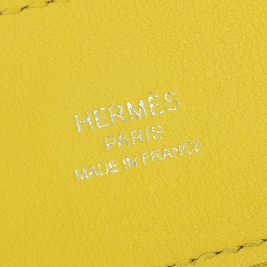 Hermes Aline Mini Shoulder Bag Swift Lime Yellow Silver Veau — view 7