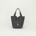 Hermes Picotin Lock PM 18 Tote Taurillon Clemence Prunoir Black Purple