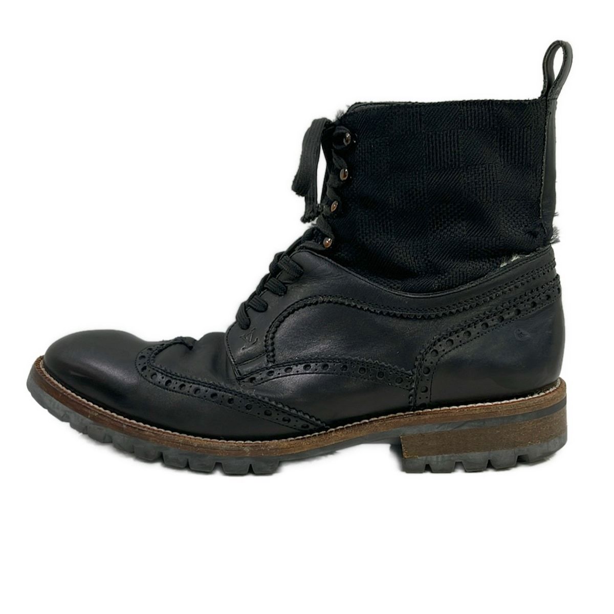Louis Vuitton Short Boots 9 Black Damier Graphite Leather