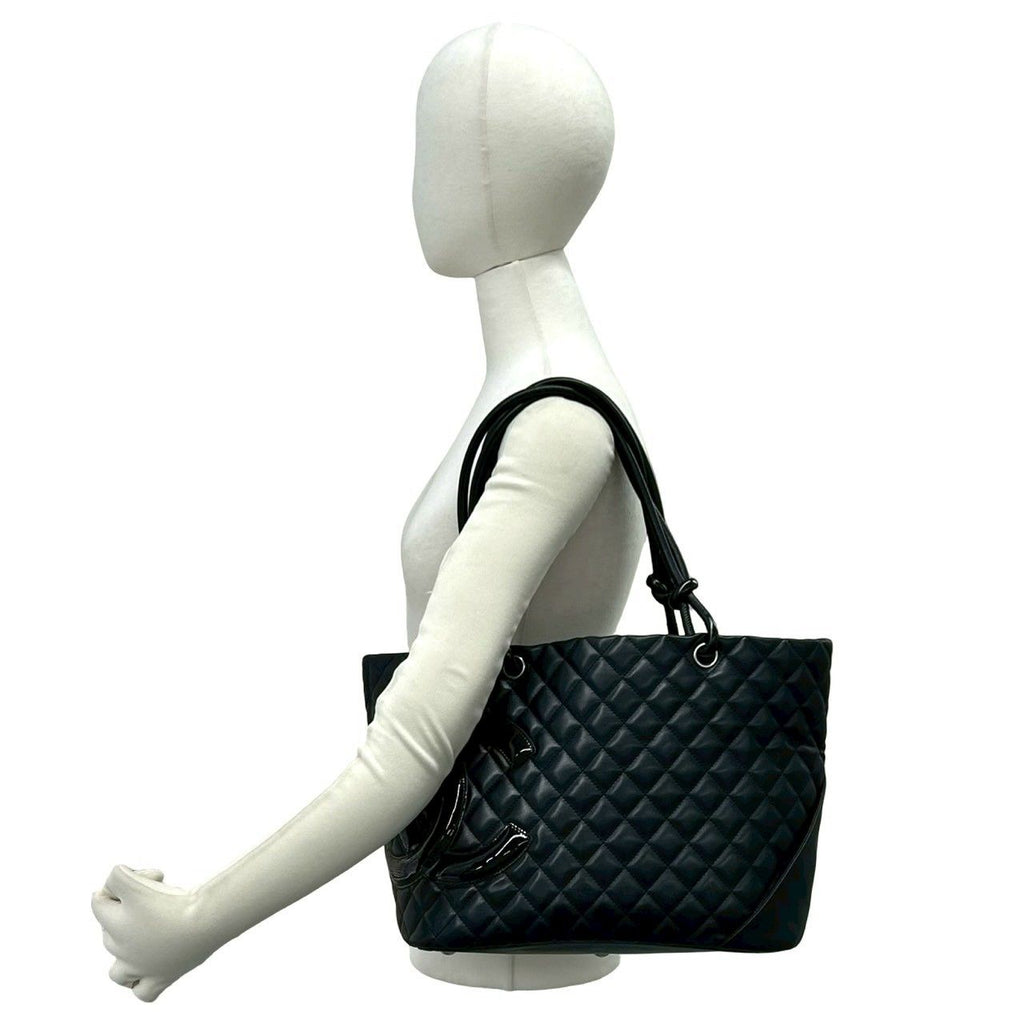 Chanel With Card Cambon Line CC Logo Leather Tote Black — view 2