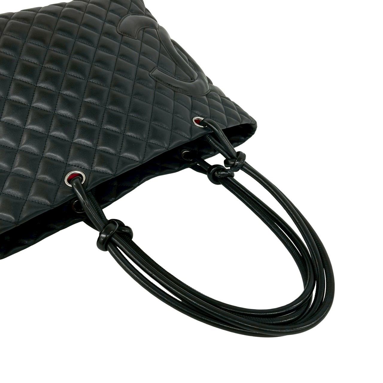 Chanel With Card Cambon Line CC Logo Leather Tote Black — view 4
