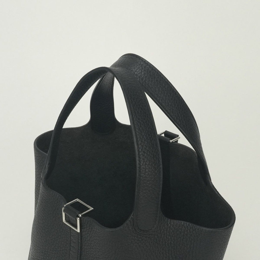 Hermes Picotin Lock PM 18 Tote Taurillon Clemence Noir Black Silver — view 4