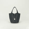 Hermes Picotin Lock PM 18 Tote Taurillon Clemence Noir Black Silver