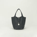 Hermes Picotin Lock PM 18 Tote Taurillon Clemence Noir Black Silver