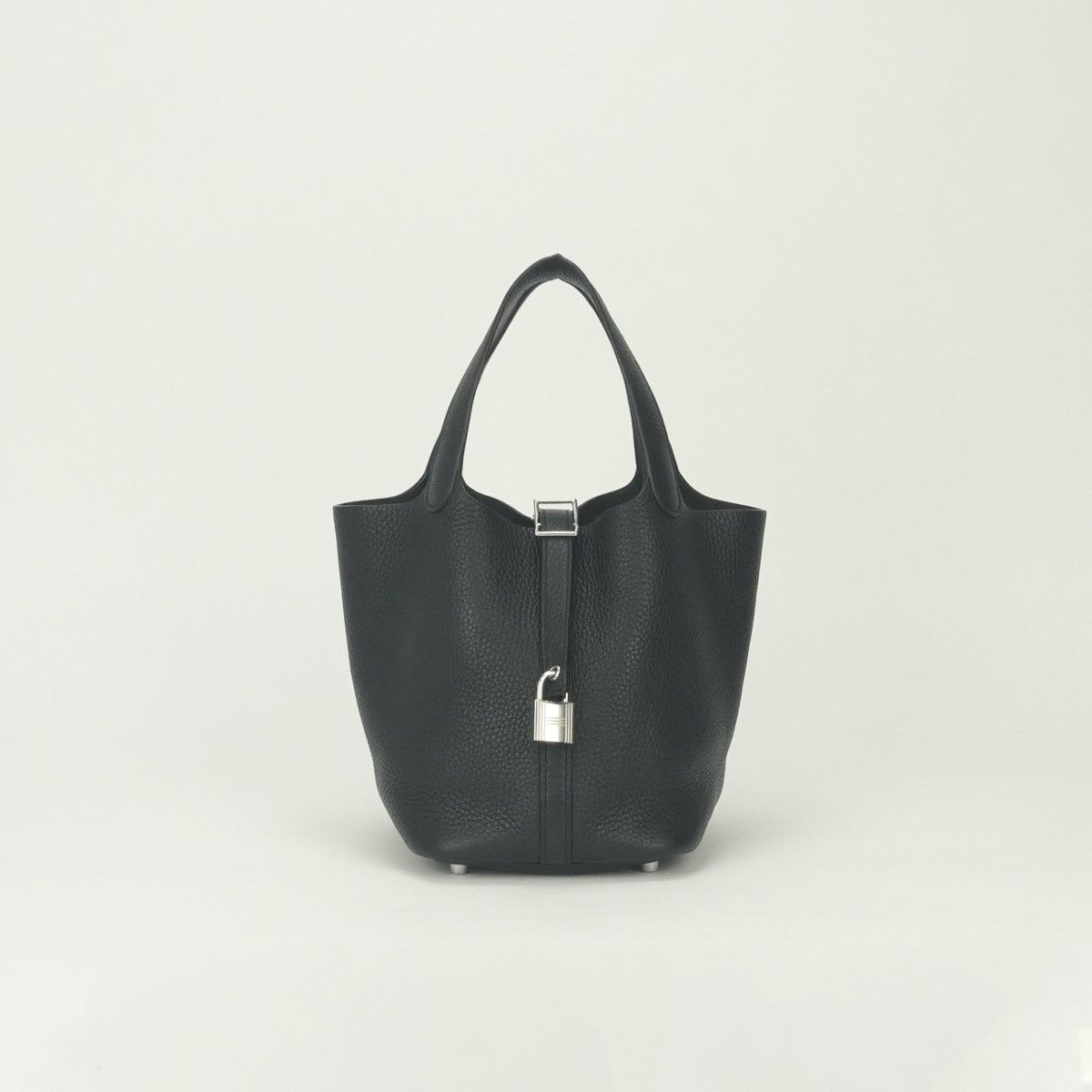 Hermes Picotin Lock PM 18 Tote Taurillon Clemence Noir Black Silver