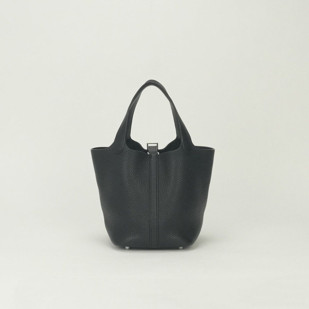 Hermes Picotin Lock PM 18 Tote Taurillon Clemence Noir Black Silver — view 3