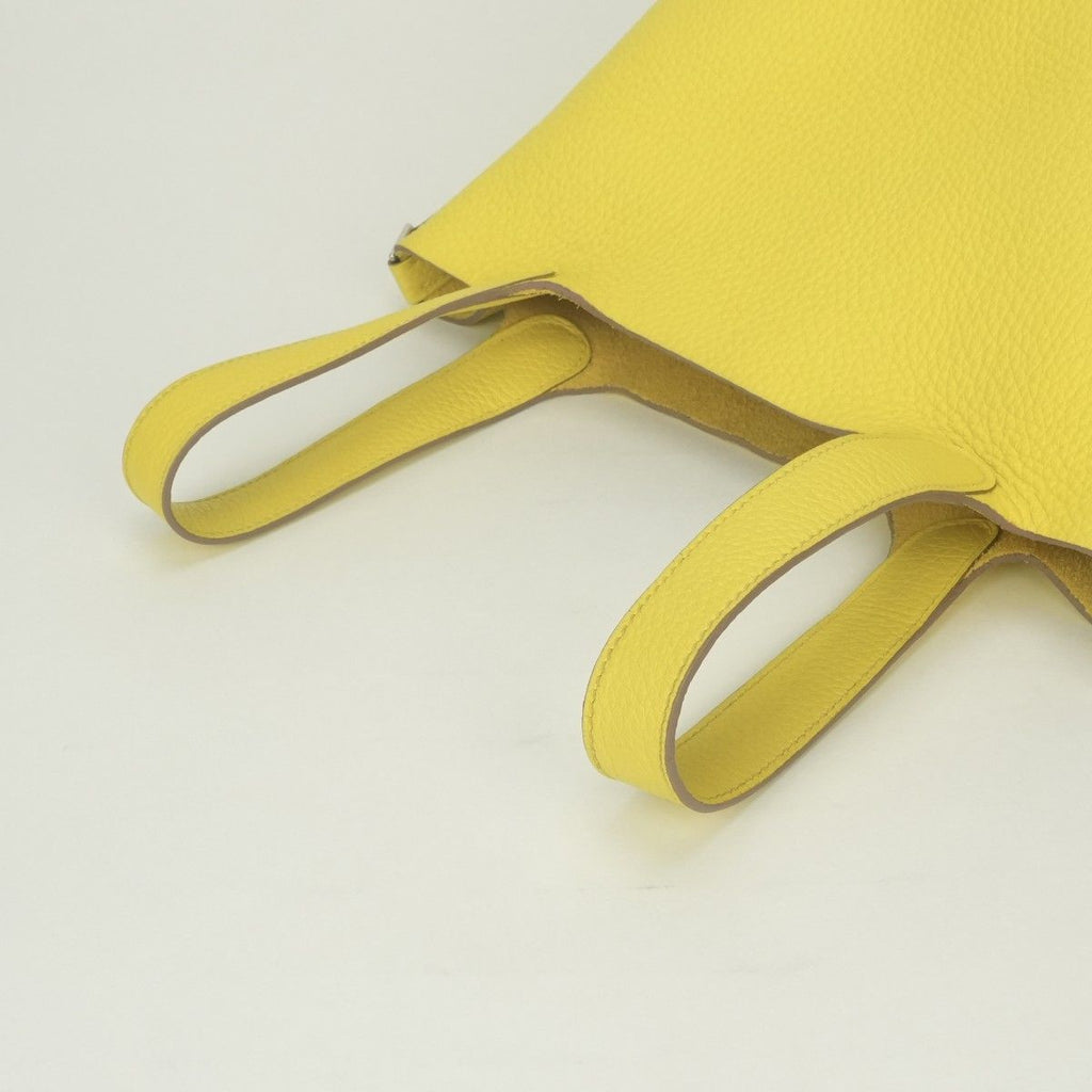 Hermes Picotin Lock PM Tote Taurillon Clemence Lime Yellow Silver Handbag — view 4