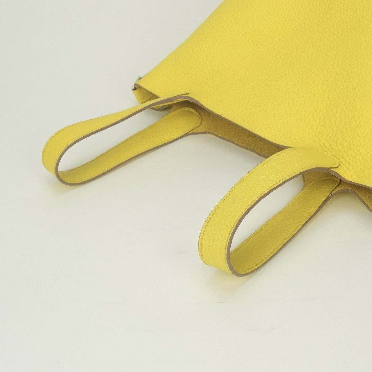 Hermes Picotin Lock PM Tote Taurillon Clemence Lime Yellow Silver Handbag — view 4