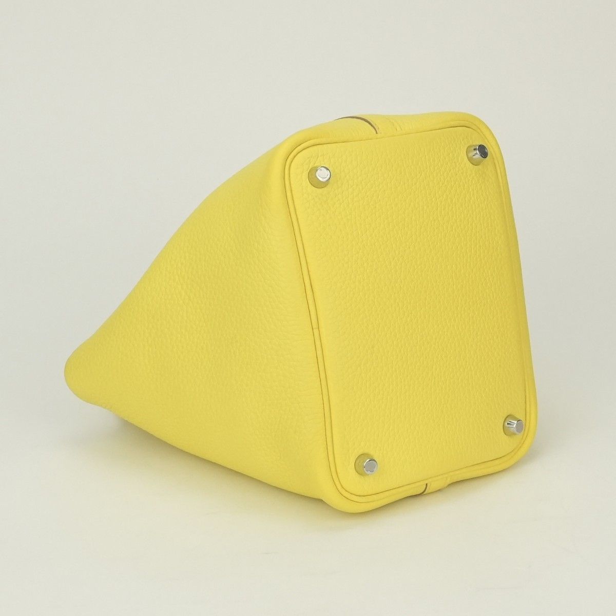 Hermes Picotin Lock PM Tote Taurillon Clemence Lime Yellow Silver Handbag — view 6