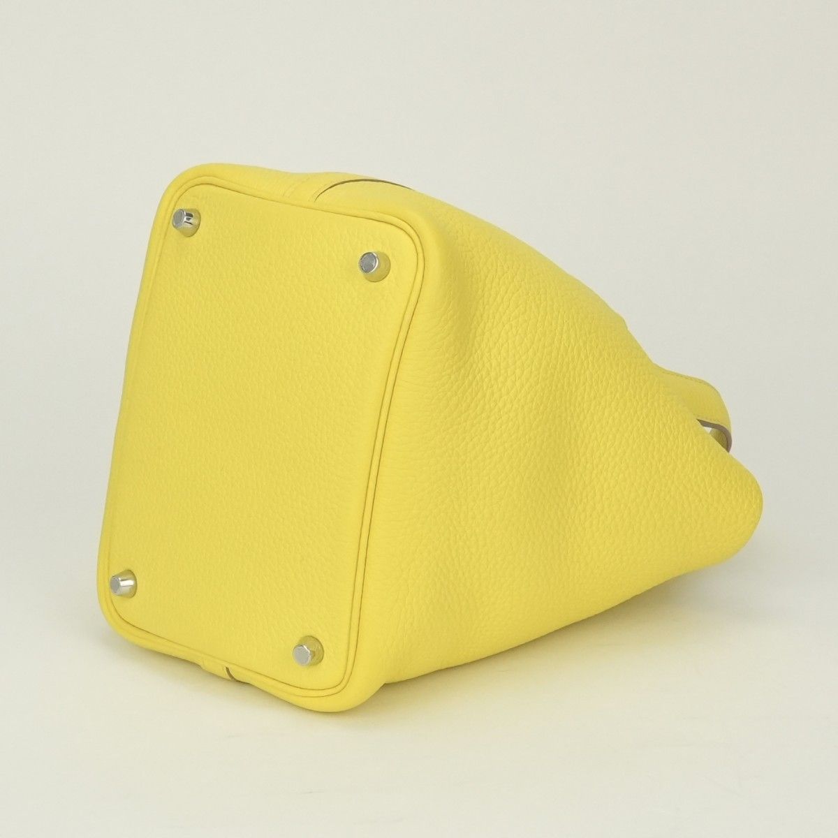Hermes Picotin Lock PM Tote Taurillon Clemence Lime Yellow Silver Handbag — view 5