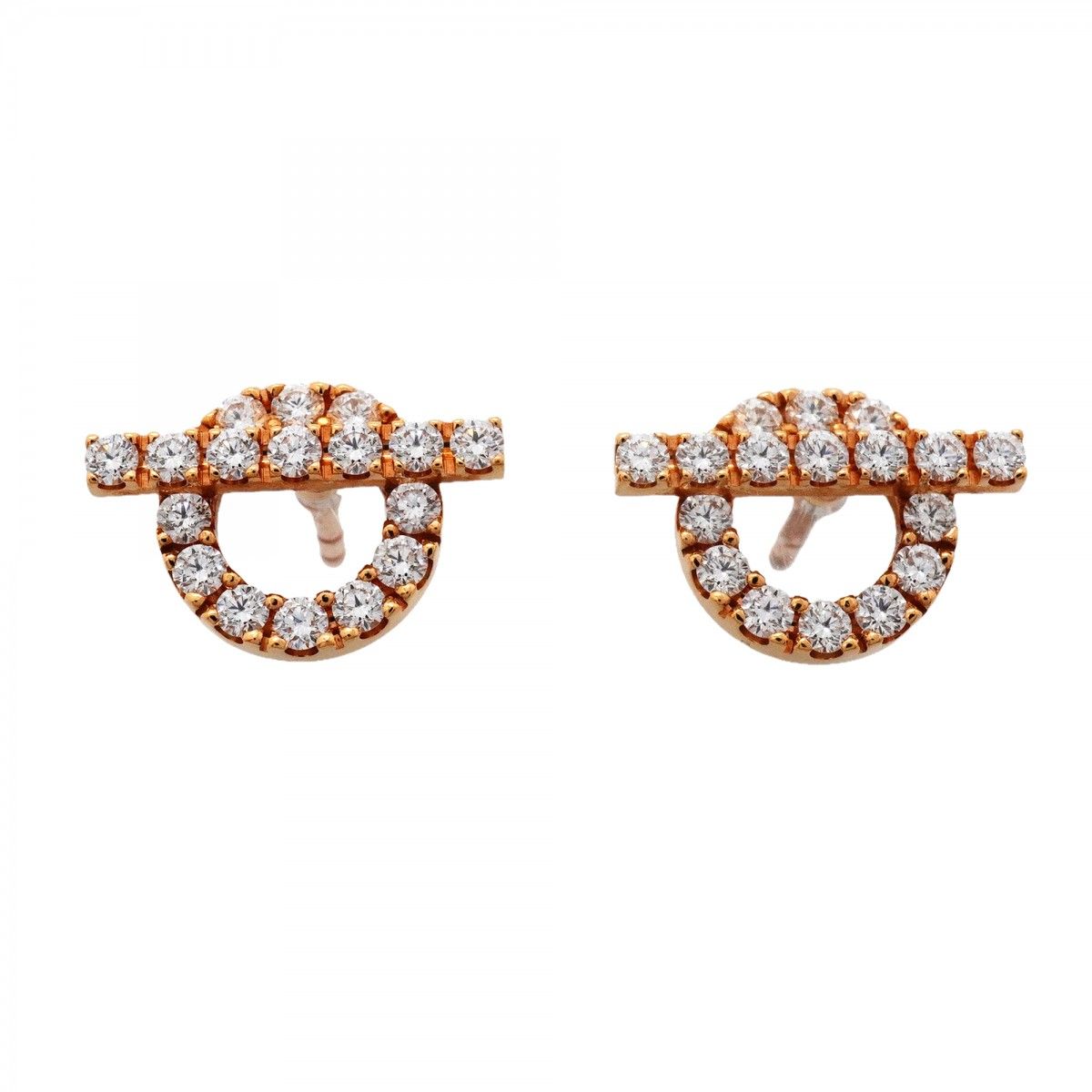Hermes Earrings Finesse 18k Pink Gold Diamond