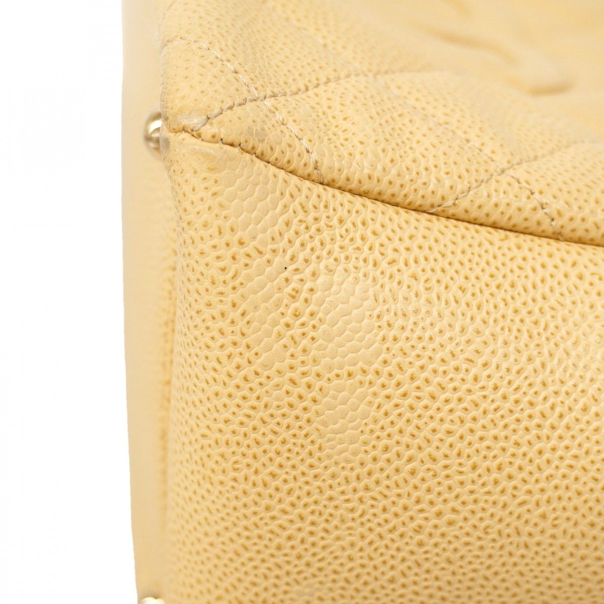 Chanel Chain Tote Quilted Caviar Leather Beige Gold — view 7