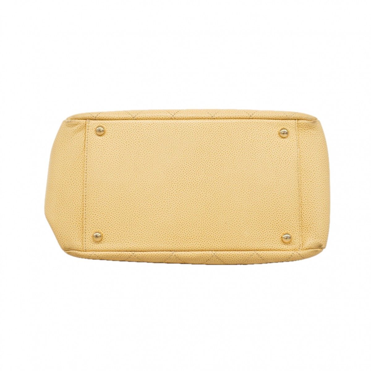 Chanel Chain Tote Quilted Caviar Leather Beige Gold — view 3