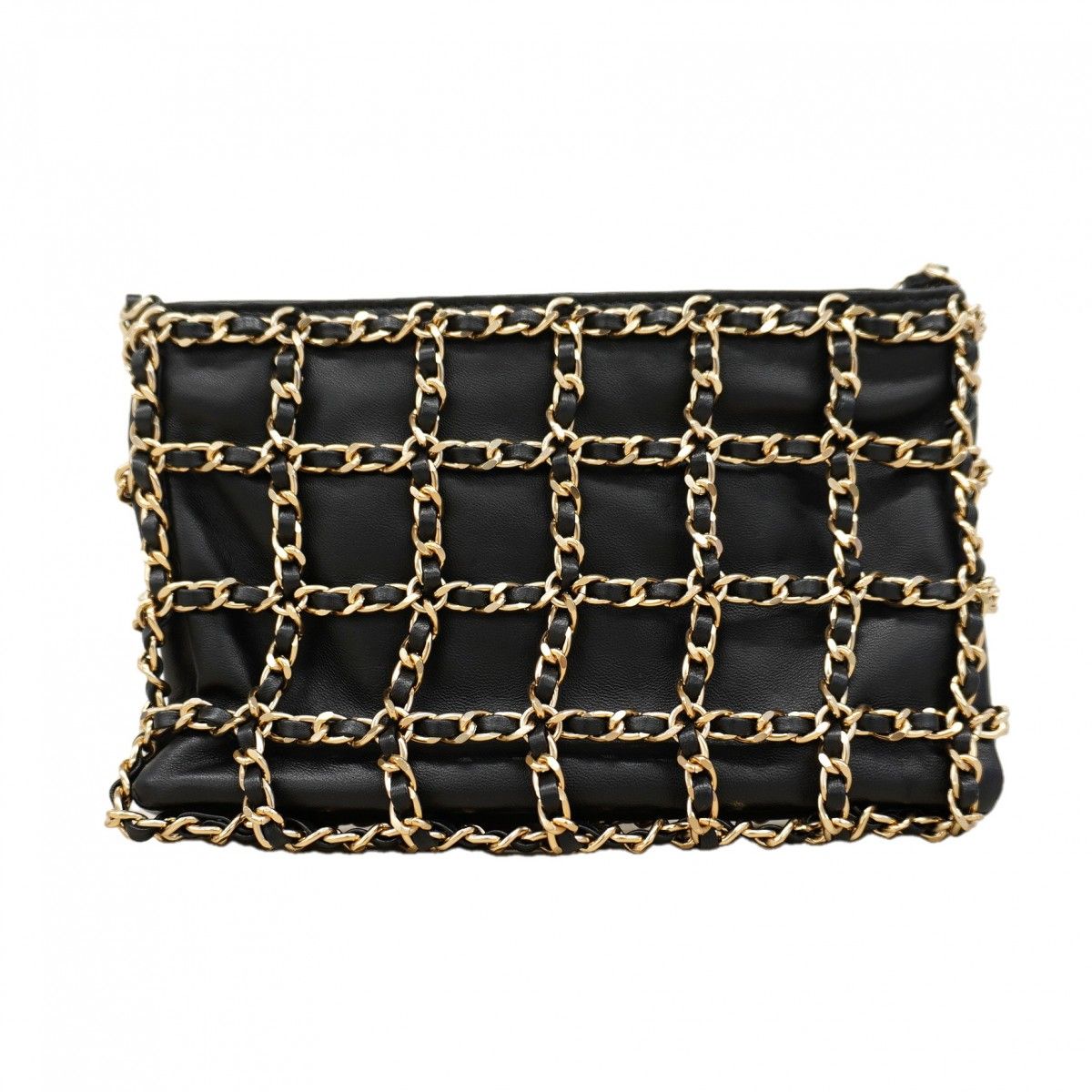 Chanel Shoulder Bag Lambskin Black Champagne Gold — view 8