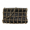 Chanel Shoulder Bag Lambskin Black Champagne Gold