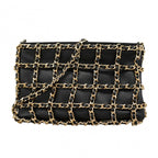 Chanel Shoulder Bag Lambskin Black Champagne Gold