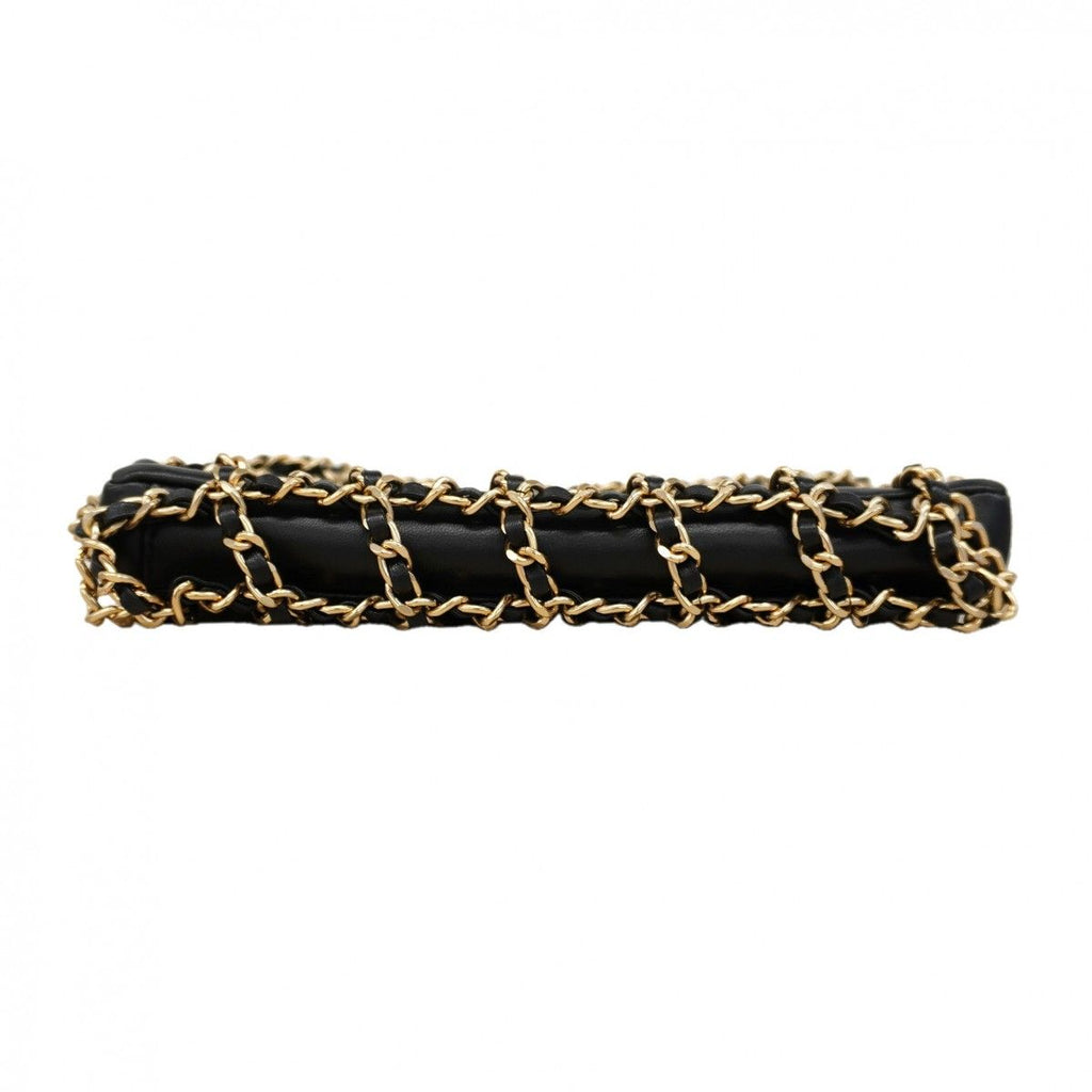 Chanel Shoulder Bag Lambskin Black Champagne Gold — view 3