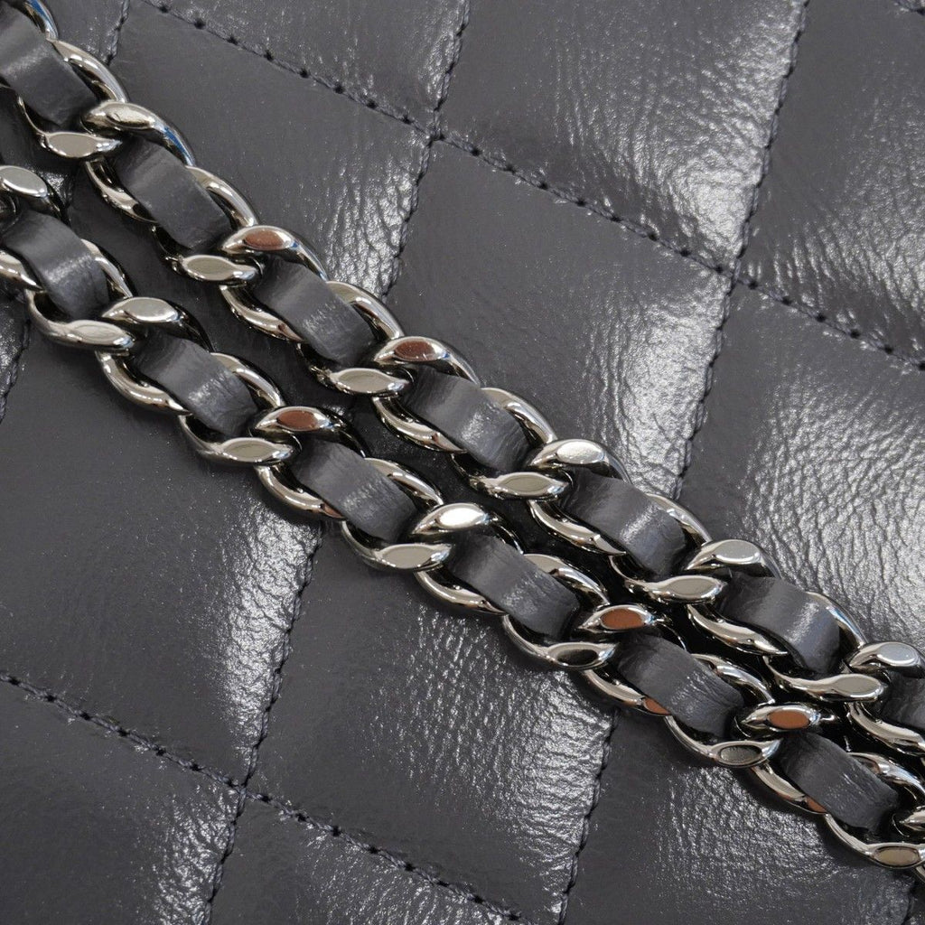 Chanel Handbag Quilted Lambskin Gray Silver 2-Way — view 9