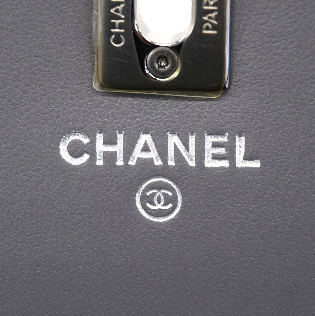 Chanel Handbag Quilted Lambskin Gray Silver 2-Way — view 5
