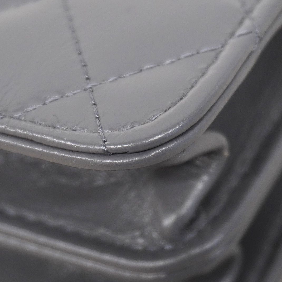 Chanel Handbag Quilted Lambskin Gray Silver 2-Way — view 6