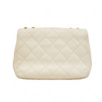 Chanel Shoulder Bag Quilted Leather White Gold — view 9