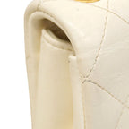 Chanel Shoulder Bag Quilted Leather White Gold — view 7