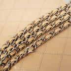 Chanel Shoulder Wallet Bicolor Leather Beige Silver — view 9