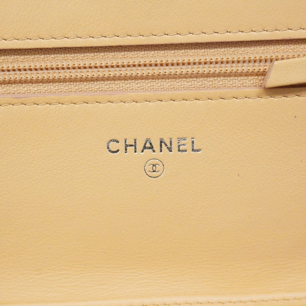 Chanel Shoulder Wallet Bicolor Leather Beige Silver — view 5