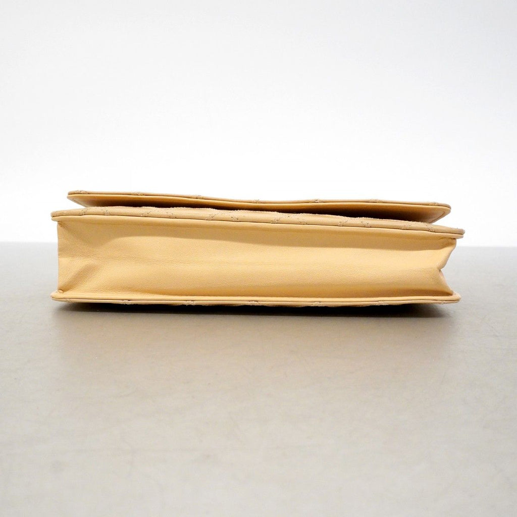 Chanel Shoulder Wallet Bicolor Leather Beige Silver — view 3