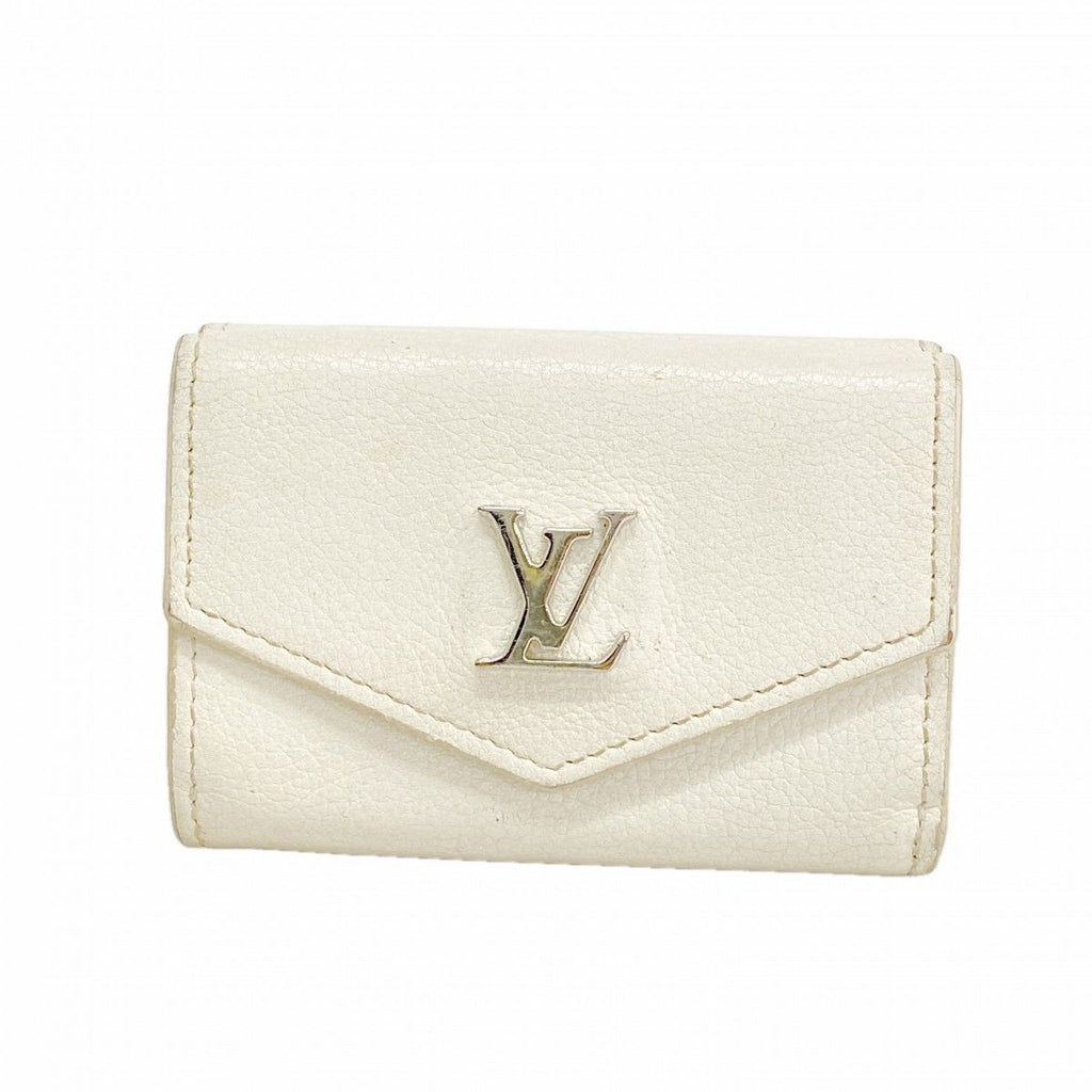 Louis Vuitton Trifold Wallet Taurillon Portefeuille Lock Mini White