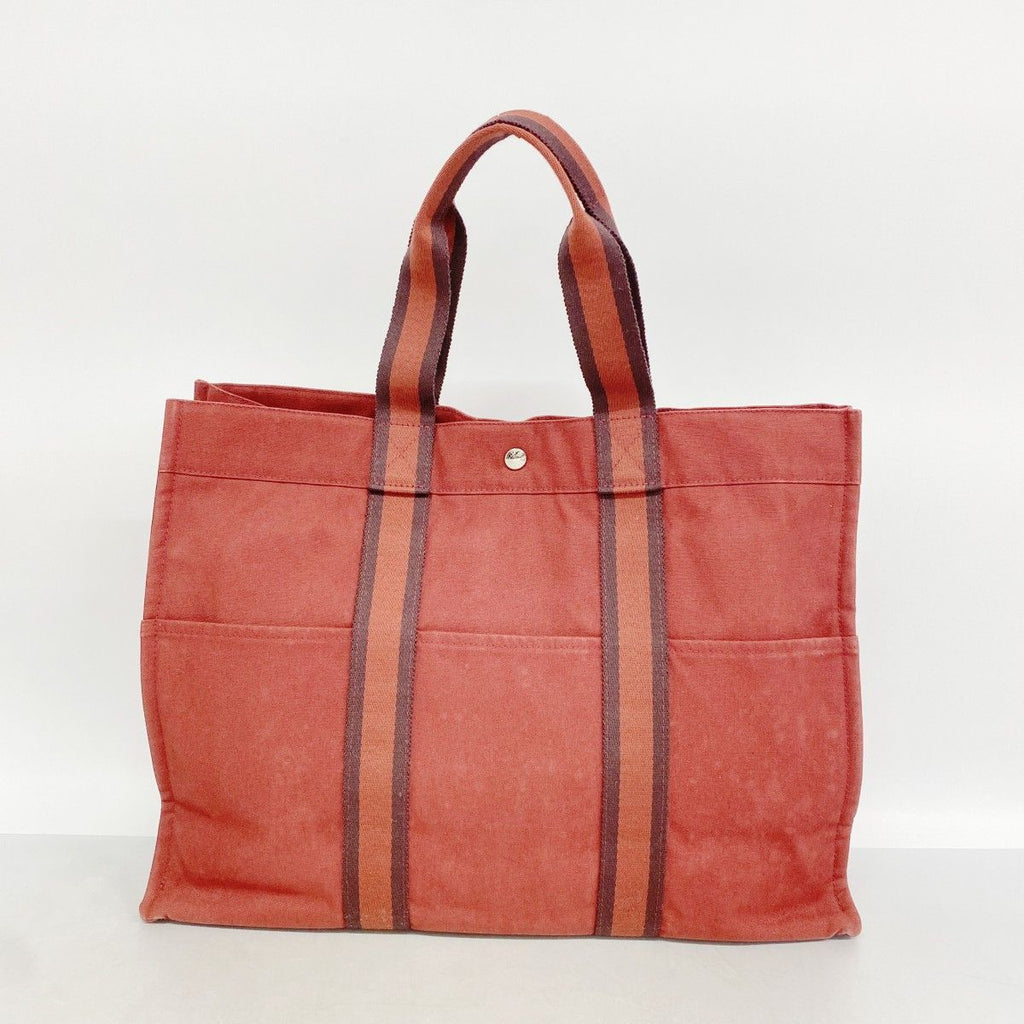 Hermes Tote Fourre Tout GM Canvas Red Silver — view 9