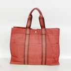 Hermes Tote Fourre Tout GM Canvas Red Silver — view 9