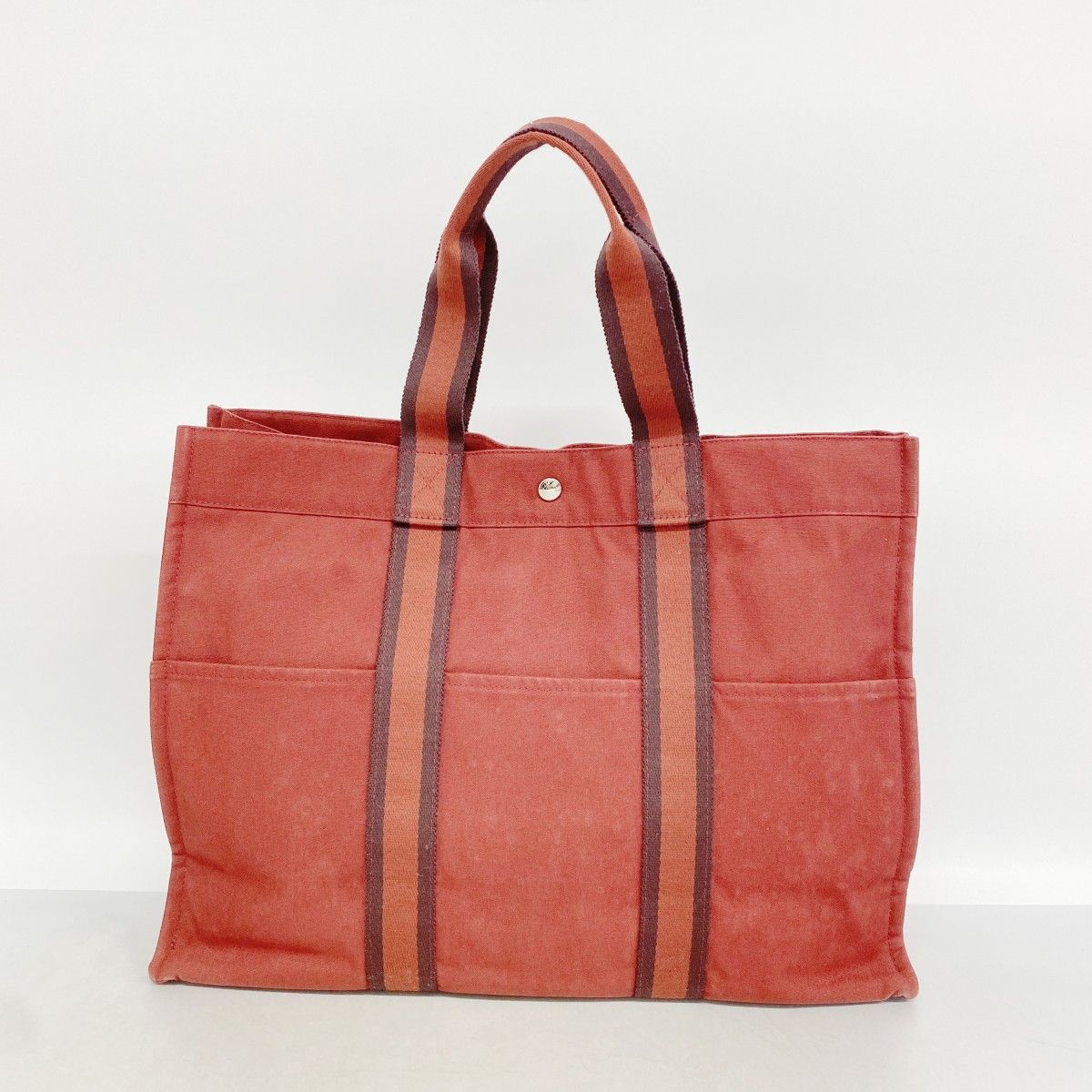 Hermes Tote Fourre Tout GM Canvas Red Silver — view 9