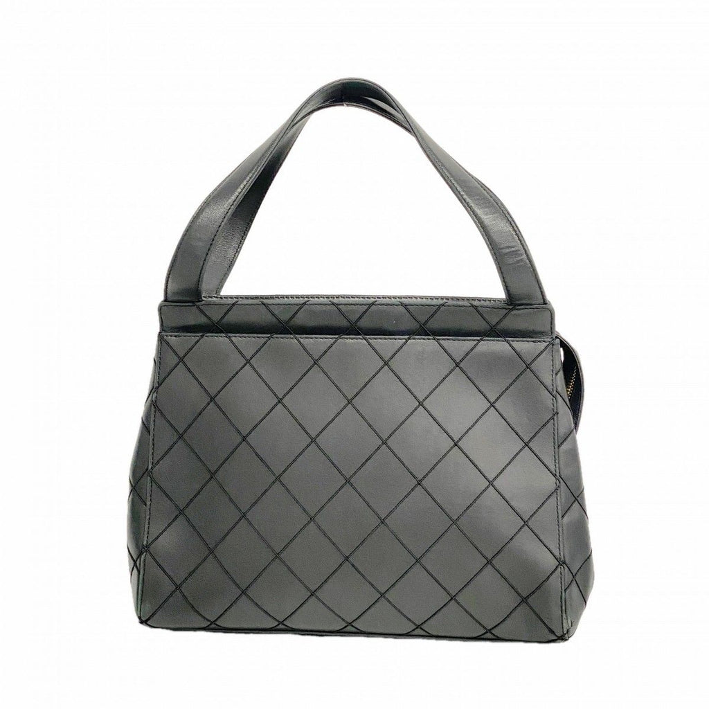 Chanel Tote Quilted Lambskin Black Gold