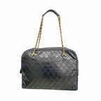 Chanel Shoulder Bag Quilted Lambskin Black Gold