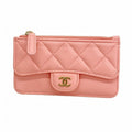 Chanel Coin Case Quilted Caviar Leather Salmon Pink Champagne Gold