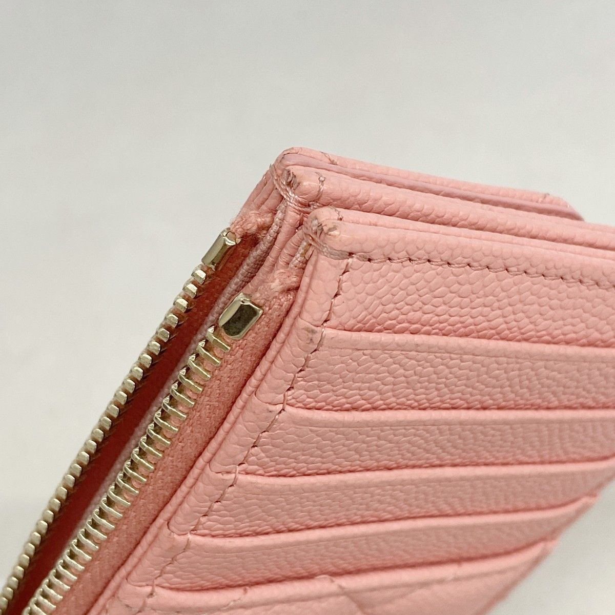Chanel Coin Case Quilted Caviar Leather Salmon Pink Champagne Gold — view 5