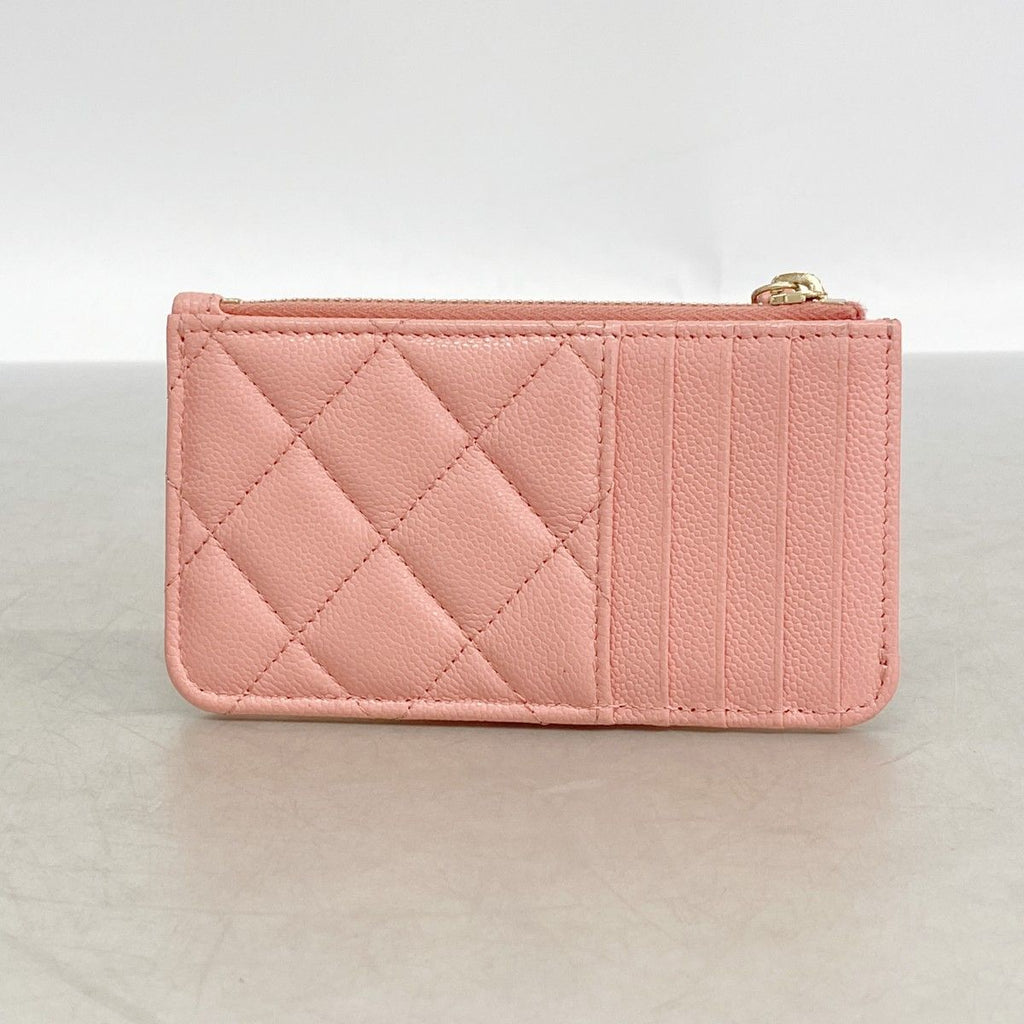 Chanel Coin Case Quilted Caviar Leather Salmon Pink Champagne Gold — view 6