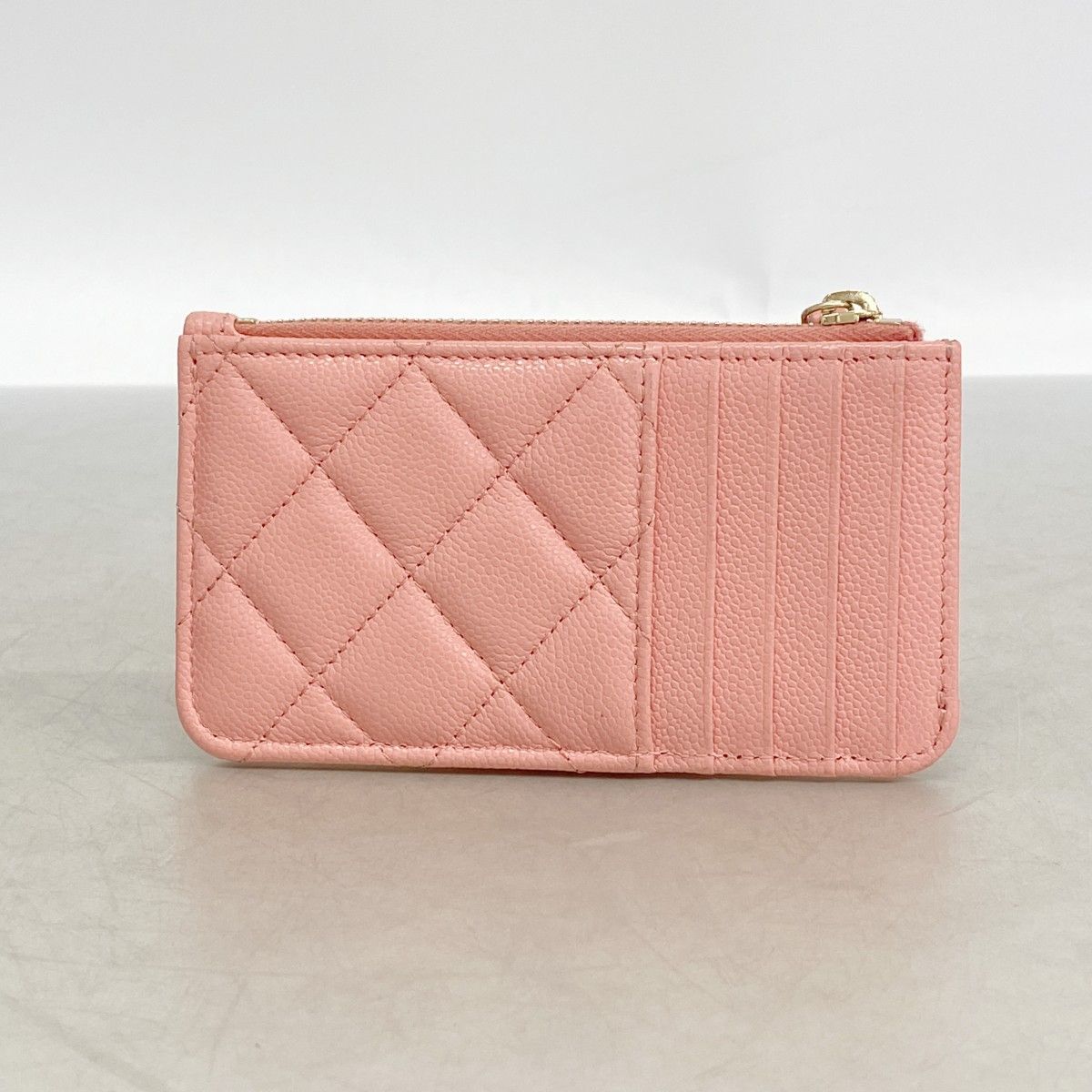 Chanel Coin Case Quilted Caviar Leather Salmon Pink Champagne Gold — view 6