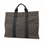 Hermes Tote Her Line MM Canvas Gray Silver