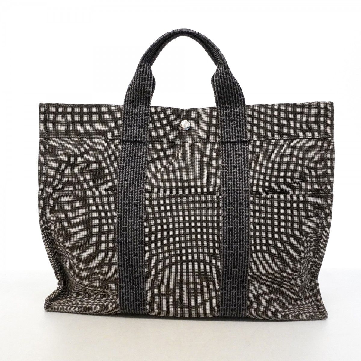 Hermes Tote Her Line MM Canvas Gray Silver — view 8