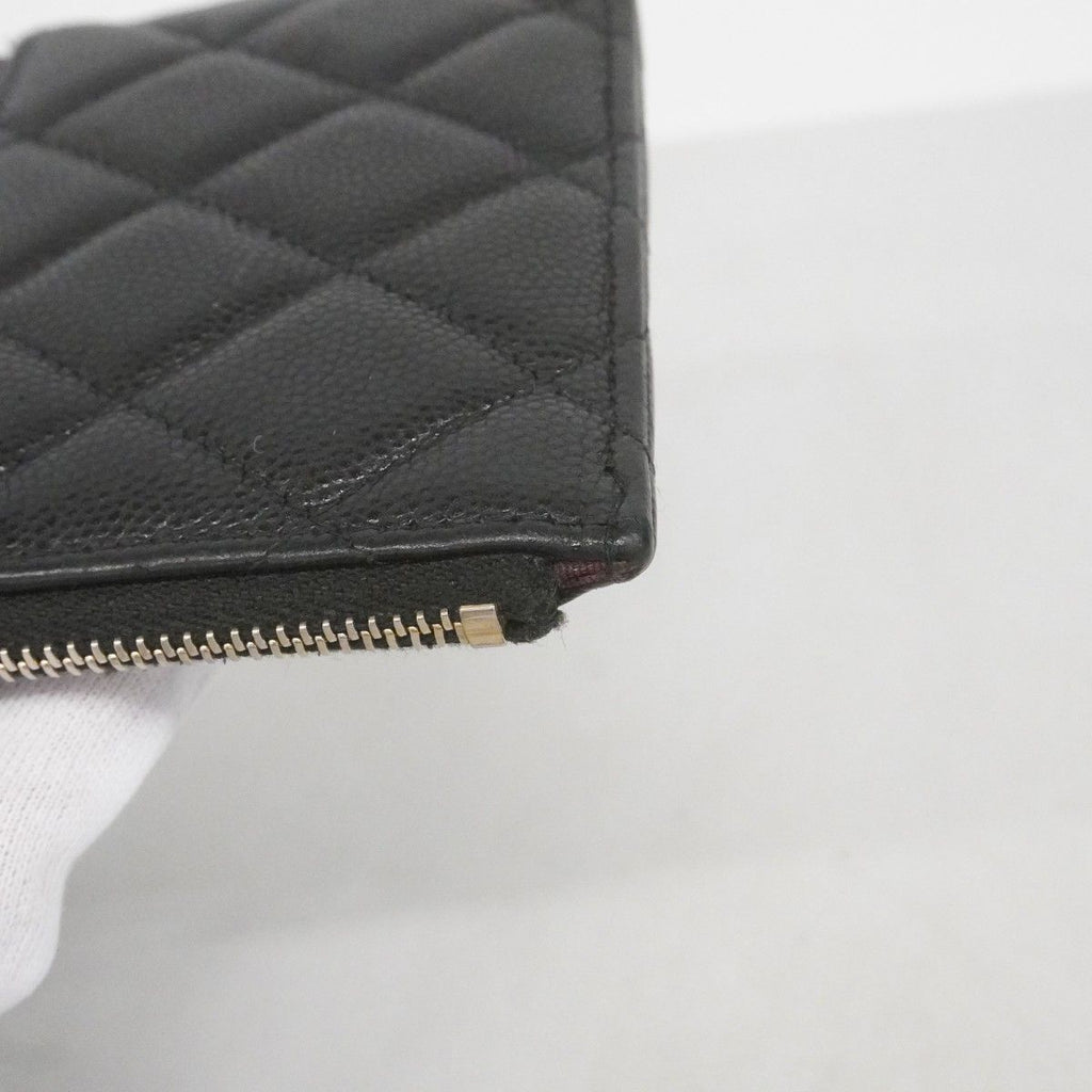 Chanel Wallet Quilted Caviar Leather Black Gold — view 7