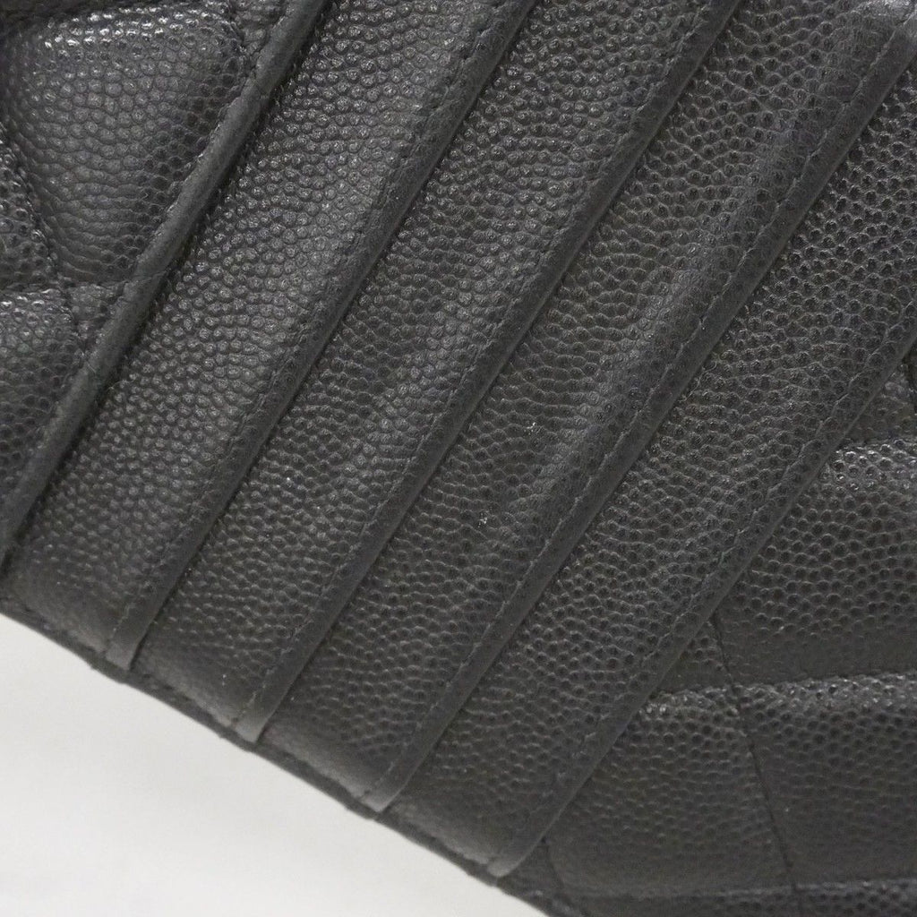 Chanel Wallet Quilted Caviar Leather Black Gold — view 8